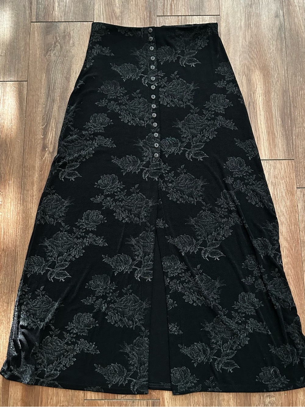 VTG Sunfire Y2K Fairy Grunge Maxi Skirt Size L Floral Buttons Whimsigoth